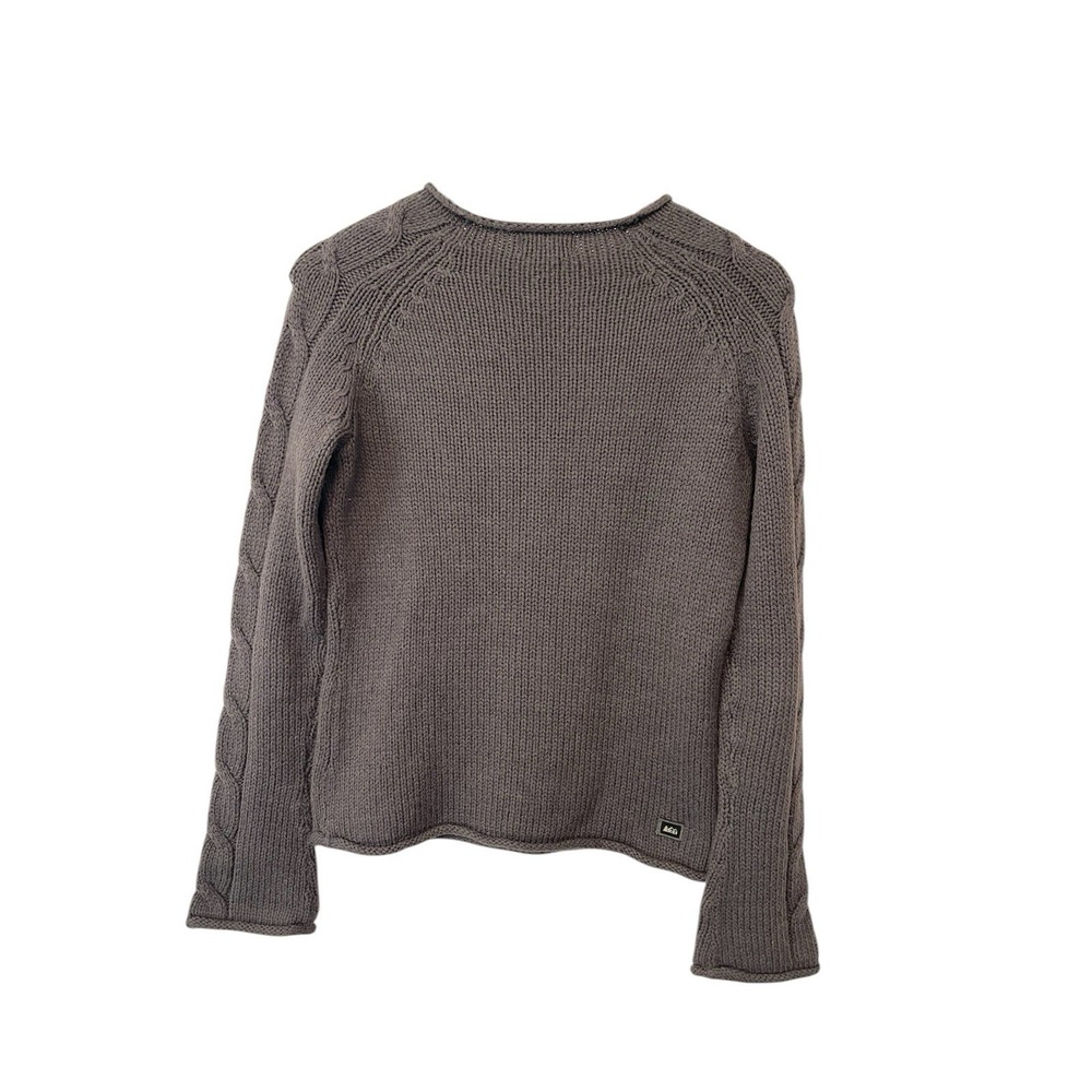 REI‎ Alpaca Wool Blend Roll Neck Sweater Cable Knit Flare Sleeve Small Gorpcore